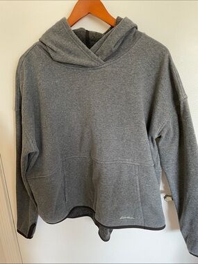 Eddie Bauer Heather Gray Fleece-Lined Hooded Pullover